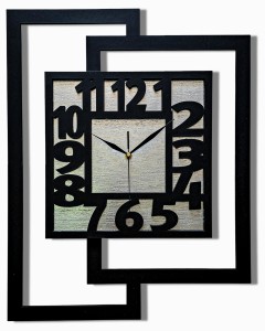 DUŻY, NOWOCZESNY ZEGAR ŚCIENNY,GEOMETRYCZNY, DO SALONU, MINIMALISTYCZNY, LOFT, HANDMADE, SREBRNY, 44 x 56 cm