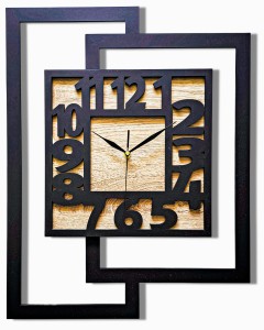 DUŻY, NOWOCZESNY ZEGAR ŚCIENNY,GEOMETRYCZNY, DO SALONU, MINIMALISTYCZNY, LOFT, HANDMADE, DREWNO, 44 x 56 cm