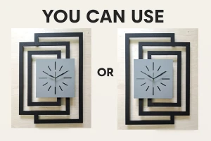 DUŻY, NOWOCZESNY ZEGAR NA ŚCIANĘ,INDUSTRIALNY, GEOMETRYCZNY, DO SALONU, MINIMALISTYCZNY, LOFT, HANDMADE, Z DREWNA, CZARNY/ SZARY, 43 x 60 cm, CICHY