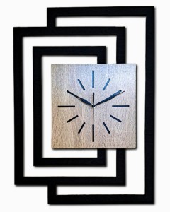 DUŻY, NOWOCZESNY OZDOBNY ZEGAR ŚCIENNY, INDUSTRIALNY, GEOMETRYCZNY, DO SALONU, MINIMALISTYCZNY, LOFT, HANDMADE, DREWNIANY, CZARNY/ DĄB SONOMA, CICHY
