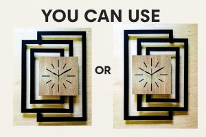 DUŻY, NOWOCZESNY OZDOBNY ZEGAR ŚCIENNY, INDUSTRIALNY, GEOMETRYCZNY, DO SALONU, MINIMALISTYCZNY, LOFT, HANDMADE, DREWNIANY, CZARNY/ DĄB SONOMA, CICHY