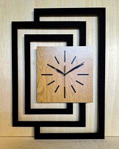 DUŻY, NOWOCZESNY, OZDOBNY ZEGAR ŚCIENNY, INDUSTRIALNY, GEOMETRYCZNY, DO SALONU, MINIMALISTYCZNY, LOFT, HANDMADE, DREWNIANY, CZARNY/ DĄB ZŁOTY, CICHY