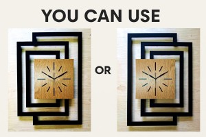 DUŻY, NOWOCZESNY, OZDOBNY ZEGAR ŚCIENNY, INDUSTRIALNY, GEOMETRYCZNY, DO SALONU, MINIMALISTYCZNY, LOFT, HANDMADE, DREWNIANY, CZARNY/ DĄB ZŁOTY, CICHY