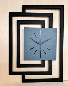 DUŻY, NOWOCZESNY, OZDOBNY ZEGAR ŚCIENNY, INDUSTRIALNY, GEOMETRYCZNY, DO SALONU, MINIMALISTYCZNY, LOFT, HANDMADE, DREWNIANY, CZARNY/CIEMNO ZIELONY, CICHY