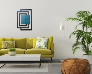 DUŻY, NOWOCZESNY, OZDOBNY ZEGAR ŚCIENNY, INDUSTRIALNY, GEOMETRYCZNY, DO SALONU, MINIMALISTYCZNY, LOFT, HANDMADE, DREWNIANY, CZARNY/CIEMNO ZIELONY, CICHY