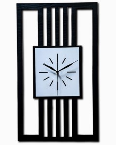 DUŻY, DEKORACYJNY, NOWOCZESNY ZEGAR ŚCIENNY, LAMELE, GEOMETRYCZNY, DO SALONU, MINIMALISTYCZNY, LOFT, HANDMADE, DREWNO, 35 x 60 cm, PIONOWY, CZARNY/ BIAŁY