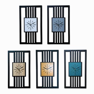 DUŻY, DEKORACYJNY, NOWOCZESNY ZEGAR ŚCIENNY, LAMELE, GEOMETRYCZNY, DO SALONU, MINIMALISTYCZNY, LOFT, HANDMADE, DREWNO, 35 x 60 cm, PIONOWY, CZARNY/ BIAŁY