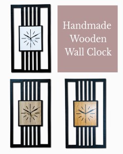 DUŻY, MINIMALISTYCZNY, NOWOCZESNY ZEGAR ŚCIENNY, LAMELE, INDUSTRIALNY, GEOMETRYCZNY, DO SALONU, MINIMALISTYCZNY, LOFT, HANDMADE, DREWNIANY, 35 x 60 cm, PIONOWY, CZARNY/ SZARY, CICHY