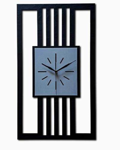 DUŻY, MINIMALISTYCZNY, NOWOCZESNY ZEGAR ŚCIENNY, LAMELE, INDUSTRIALNY, GEOMETRYCZNY, DO SALONU, MINIMALISTYCZNY, LOFT, HANDMADE, DREWNIANY, 35 x 60 cm, PIONOWY, CZARNY/ SZARY, CICHY