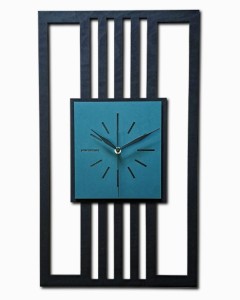 DUŻY, MINIMALISTYCZNY, NOWOCZESNY ZEGAR ŚCIENNY, LAMELE, INDUSTRIALNY, GEOMETRYCZNY, DO SALONU, MINIMALISTYCZNY, LOFT, HANDMADE, DREWNIANY, 35 x 60 cm, PIONOWY, CZARNY/ CIEMNO ZIELONY, CICHY