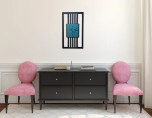 DUŻY, MINIMALISTYCZNY, NOWOCZESNY ZEGAR ŚCIENNY, LAMELE, INDUSTRIALNY, GEOMETRYCZNY, DO SALONU, MINIMALISTYCZNY, LOFT, HANDMADE, DREWNIANY, 35 x 60 cm, PIONOWY, CZARNY/ CIEMNO ZIELONY, CICHY