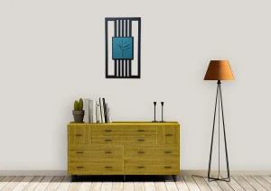 DUŻY, MINIMALISTYCZNY, NOWOCZESNY ZEGAR ŚCIENNY, LAMELE, INDUSTRIALNY, GEOMETRYCZNY, DO SALONU, MINIMALISTYCZNY, LOFT, HANDMADE, DREWNIANY, 35 x 60 cm, PIONOWY, CZARNY/ CIEMNO ZIELONY, CICHY