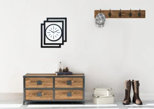 DUŻY, NOWOCZESNY, DEKORACYJNY ZEGAR ŚCIENNY, INDUSTRIALNY, GEOMETRYCZNY, DO SALONU, MINIMALISTYCZNY, LOFT, HANDMADE, DREWNIANY, CZARNY/ BIAŁY, CICHY 