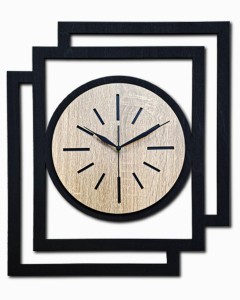 DUŻY, NOWOCZESNY, DEKORACYJNY ZEGAR ŚCIENNY, INDUSTRIALNY, GEOMETRYCZNY, DO SALONU, MINIMALISTYCZNY, LOFT, HANDMADE, DREWNIANY, CZARNY/ DĄB SONOMA, CICHY 