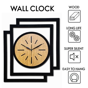 DUŻY, NOWOCZESNY, OZDOBNY, ZEGAR NA ŚCIANĘ, INDUSTRIALNY, GEOMETRYCZNY, DO SALONU, DO KUCHNI,MINIMALISTYCZNY, LOFT, HANDMADE, DREWNIANY, CZARNY/ DĄB ZŁOTY, CICHY 