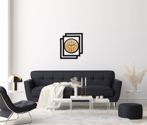 DUŻY, NOWOCZESNY, OZDOBNY, ZEGAR NA ŚCIANĘ, INDUSTRIALNY, GEOMETRYCZNY, DO SALONU, DO KUCHNI,MINIMALISTYCZNY, LOFT, HANDMADE, DREWNIANY, CZARNY/ DĄB ZŁOTY, CICHY 