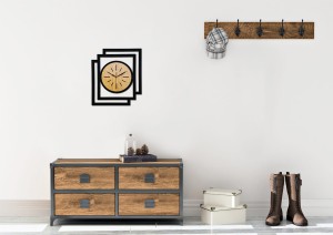 DUŻY, NOWOCZESNY, OZDOBNY, ZEGAR NA ŚCIANĘ, INDUSTRIALNY, GEOMETRYCZNY, DO SALONU, DO KUCHNI,MINIMALISTYCZNY, LOFT, HANDMADE, DREWNIANY, CZARNY/ DĄB ZŁOTY, CICHY 