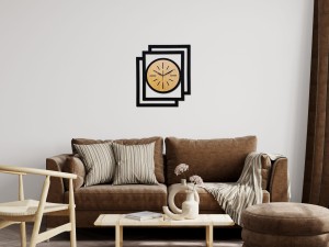 DUŻY, NOWOCZESNY, OZDOBNY, ZEGAR NA ŚCIANĘ, INDUSTRIALNY, GEOMETRYCZNY, DO SALONU, DO KUCHNI,MINIMALISTYCZNY, LOFT, HANDMADE, DREWNIANY, CZARNY/ DĄB ZŁOTY, CICHY 