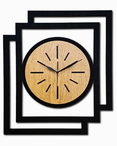 DUŻY, NOWOCZESNY, OZDOBNY, ZEGAR NA ŚCIANĘ, INDUSTRIALNY, GEOMETRYCZNY, DO SALONU, DO KUCHNI,MINIMALISTYCZNY, LOFT, HANDMADE, DREWNIANY, CZARNY/ DĄB ZŁOTY, CICHY 