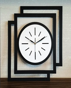 DUŻY, NOWOCZESNY, DEKORACYJNY ZEGAR NA ŚCIANĘ, OWAL, INDUSTRIALNY, GEOMETRYCZNY, DO SALONU, DO KUCHNI,MINIMALISTYCZNY, LOFT, HANDMADE, DREWNIANY, CZARNY/BIAŁY, CICHY