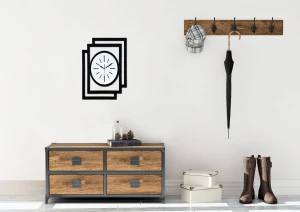 DUŻY, NOWOCZESNY, DEKORACYJNY ZEGAR NA ŚCIANĘ, OWAL, INDUSTRIALNY, GEOMETRYCZNY, DO SALONU, DO KUCHNI,MINIMALISTYCZNY, LOFT, HANDMADE, DREWNIANY, CZARNY/BIAŁY, CICHY