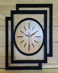 DUŻY, NOWOCZESNY, DEKORACYJNY ZEGAR ŚCIENNY, OWAL, INDUSTRIALNY, GEOMETRYCZNY, DO SALONU, DO KUCHNI,MINIMALISTYCZNY, LOFT, HANDMADE, Z DREWNA, CZARNY/DĄB SONOMA, CICHY