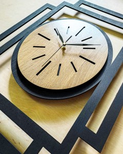 DUŻY, NOWOCZESNY, DEKORACYJNY ZEGAR ŚCIENNY, OWAL, INDUSTRIALNY, GEOMETRYCZNY, DO SALONU, DO KUCHNI,MINIMALISTYCZNY, LOFT, HANDMADE, Z DREWNA, CZARNY/DĄB SONOMA, CICHY