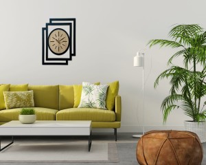 DUŻY, NOWOCZESNY, DEKORACYJNY ZEGAR ŚCIENNY, OWAL, INDUSTRIALNY, GEOMETRYCZNY, DO SALONU, DO KUCHNI,MINIMALISTYCZNY, LOFT, HANDMADE, Z DREWNA, CZARNY/DĄB SONOMA, CICHY