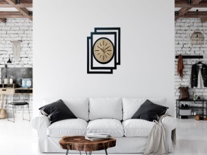 DUŻY, NOWOCZESNY, DEKORACYJNY ZEGAR ŚCIENNY, OWAL, INDUSTRIALNY, GEOMETRYCZNY, DO SALONU, DO KUCHNI,MINIMALISTYCZNY, LOFT, HANDMADE, Z DREWNA, CZARNY/DĄB SONOMA, CICHY