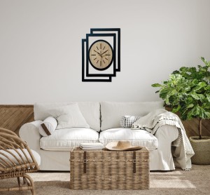 DUŻY, NOWOCZESNY, DEKORACYJNY ZEGAR ŚCIENNY, OWAL, INDUSTRIALNY, GEOMETRYCZNY, DO SALONU, DO KUCHNI,MINIMALISTYCZNY, LOFT, HANDMADE, Z DREWNA, CZARNY/DĄB SONOMA, CICHY