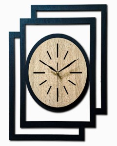 DUŻY, NOWOCZESNY, DEKORACYJNY ZEGAR ŚCIENNY, OWAL, INDUSTRIALNY, GEOMETRYCZNY, DO SALONU, DO KUCHNI,MINIMALISTYCZNY, LOFT, HANDMADE, Z DREWNA, CZARNY/DĄB SONOMA, CICHY