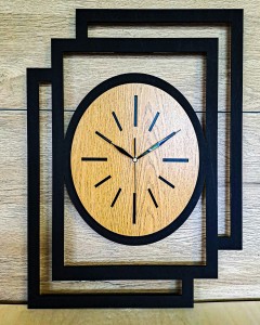 DUŻY, NOWOCZESNY, OZDOBNY ZEGAR ŚCIENNY, OWAL, INDUSTRIALNY, GEOMETRYCZNY, DO SALONU, DO KUCHNI,MINIMALISTYCZNY, LOFT, HANDMADE, DREWNIANY, CZARNY/DĄB ZŁOTY, CICHY 