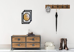 DUŻY, NOWOCZESNY, OZDOBNY ZEGAR ŚCIENNY, OWAL, INDUSTRIALNY, GEOMETRYCZNY, DO SALONU, DO KUCHNI,MINIMALISTYCZNY, LOFT, HANDMADE, DREWNIANY, CZARNY/DĄB ZŁOTY, CICHY 