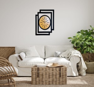 DUŻY, NOWOCZESNY, OZDOBNY ZEGAR ŚCIENNY, OWAL, INDUSTRIALNY, GEOMETRYCZNY, DO SALONU, DO KUCHNI,MINIMALISTYCZNY, LOFT, HANDMADE, DREWNIANY, CZARNY/DĄB ZŁOTY, CICHY 