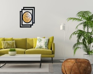 DUŻY, NOWOCZESNY, OZDOBNY ZEGAR ŚCIENNY, OWAL, INDUSTRIALNY, GEOMETRYCZNY, DO SALONU, DO KUCHNI,MINIMALISTYCZNY, LOFT, HANDMADE, DREWNIANY, CZARNY/DĄB ZŁOTY, CICHY 