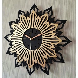 DUŻY, DEKORACYJNY ZEGAR GLAMOUR,  CZARNO - ZŁOTY SŁOŃCE, SUNBURST, 3 ROZMIARY