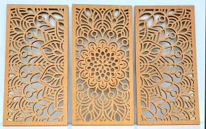 MANDALA, ZESTAW 3 PANELI, PIĘKNA DEKORACJA ŚCIENNA BOHO 3D, GLAMOUR  (1)