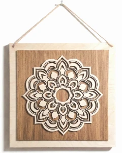 DEKORACJA ŚCIENNA Z DREWNA, MANDALA 
