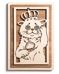 DEKORACJA ŚCIENNA Z DREWNA, LEOPOLD 1, 23 x 35 cm  