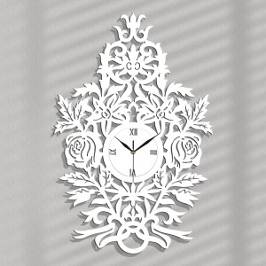 DEKORACYJNY, AŻUROWY ZEGAR ŚCIENNY, RÓŻE, VINTAGE