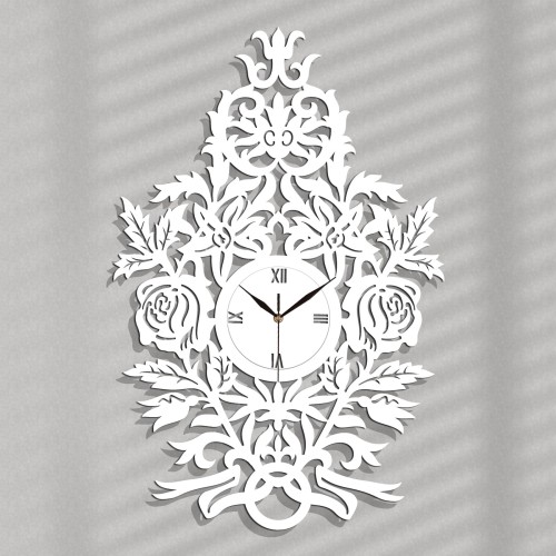 DEKORACYJNY, AŻUROWY ZEGAR ŚCIENNY, RÓŻE, VINTAGE