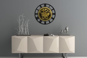 DEKORACYJNY, AŻUROWY ZEGAR ŚCIENNY, MEDUZA, GORGONA, 60 cm 