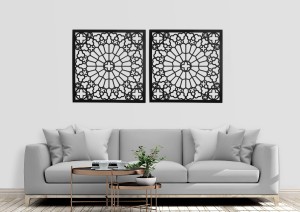 AŻUROWA DEKORACJA ŚCIENNA 3D, PANEL DEKORACYJNY, STRASBOURG, ORNAMENT, DYPTYK, BIAŁY