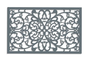 DEKORACYJNY PANEL AŻUROWY, ORNAMENT KWIATOWY, DEKORACJA ŚCIENNA 3D, 73 x 120 cm, CZARNY