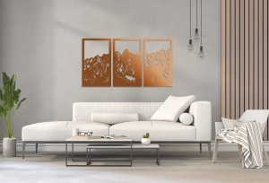 DEKORACYJNY PANEL AŻUROWY, GÓRY, DEKORACJA ŚCIENNA 3D, ORNAMENT, 80 x 150 cm, CZARNY 