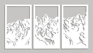 DEKORACYJNY PANEL AŻUROWY, GÓRY, DEKORACJA ŚCIENNA 3D, ORNAMENT, 80 x 150 cm, CZARNY 