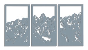 DEKORACYJNY PANEL AŻUROWY, GÓRY, DEKORACJA ŚCIENNA 3D, ORNAMENT, 80 x 150 cm, CZARNY 