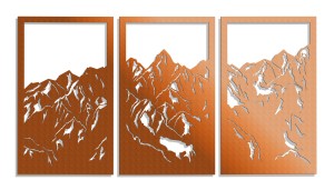 DEKORACYJNY PANEL AŻUROWY, GÓRY, DEKORACJA ŚCIENNA 3D, ORNAMENT, 80 x 150 cm, CZARNY 