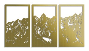 DEKORACYJNY PANEL AŻUROWY, GÓRY, DEKORACJA ŚCIENNA 3D, ORNAMENT, 80 x 150 cm, CZARNY 