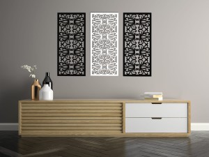 Dekoracyjny panel ażurowy MOREAUX, DEKORACJA ŚCIENNA 3D,ORNAMENT,42 x 95 cm, BIAŁY
